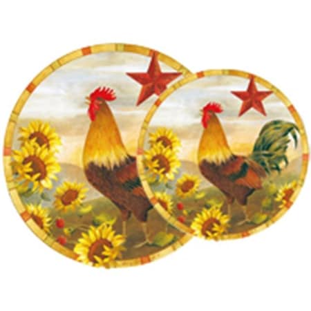 Reston Lloyd Reston Lloyd 4-418-W Tin Burner Cover Set  Morning Rooster 4-418-W